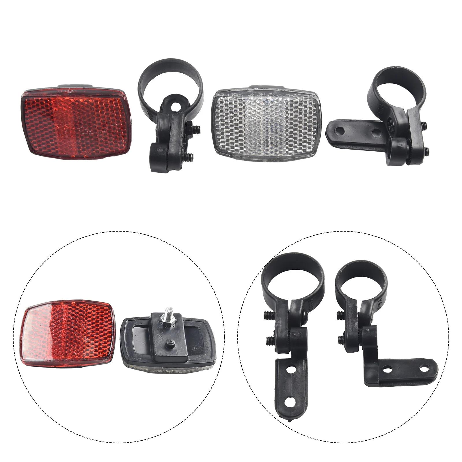 Bicycle Reflector Set Front And Rear Reflectors Included Easy To Fit Black+Red+White Durable ABS Bike Accessories
Bicycle Reflector Set Front And Rear Reflectors Included Easy To Fit Black+Red+White Durable ABS Bike Accessories