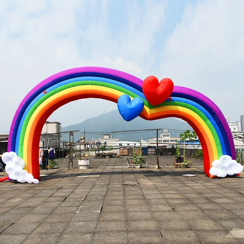 

giant inflatable rainbow arch wedding with hearts for party events decoration