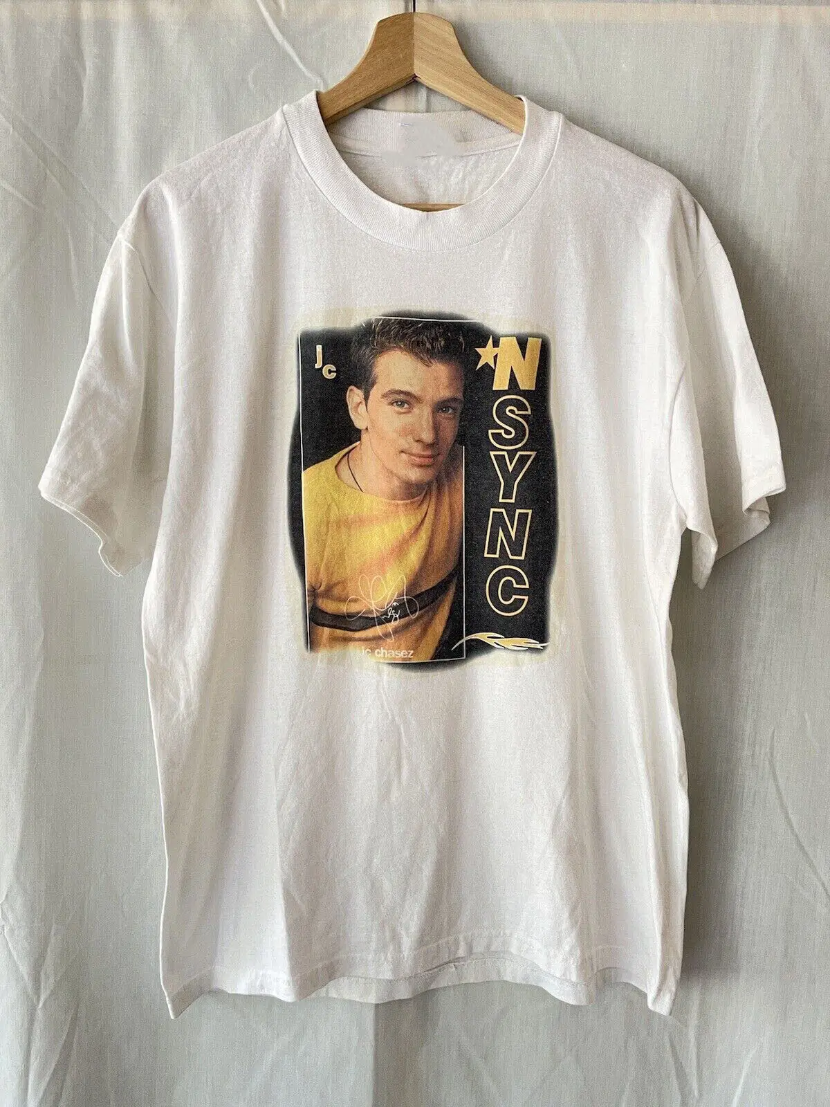 

Винтажная Плотная хлопковая белая футболка JC Chasez музыкальная звезда все размеры