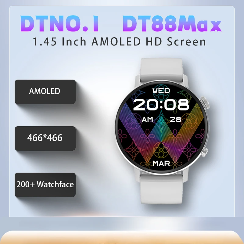 

DT88 MAX Men Women Smart Watch AI Voice SmartWatch 1.45“ AMOLED HD Fitness Smart Watch Waterproof NFC Bluetooth Call