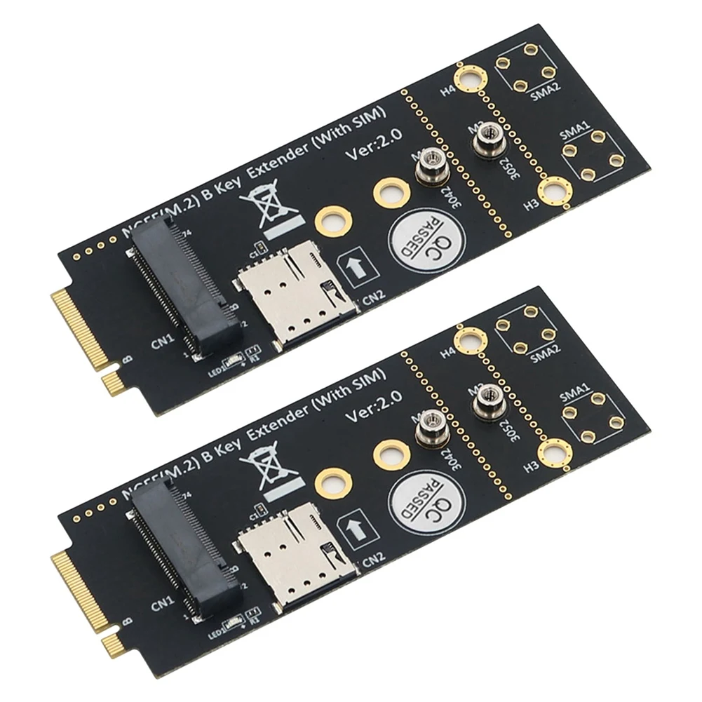 

2X M.2(NGFF) Key B Adapter with SIM Slot for 3G/4G/5G Module Supports NANO SIM Card 3042/3052 Type M.2 Key B Card Size