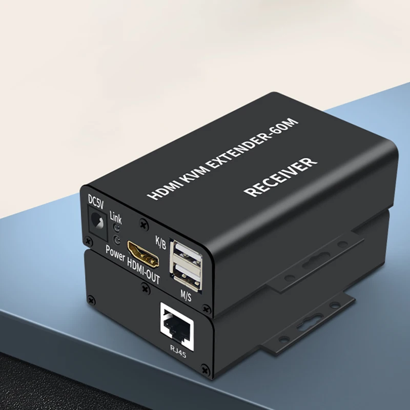 60 м HDMI KVM удлинитель через Cat5e/6 Rj45 Ethernet-кабель 1080P USB аудио видео конвертер POC Powed
