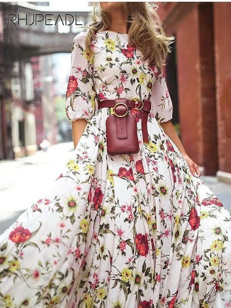 2023 Spring Elegant Floral Print Maxi Dress Women Casual 3/4 Sleeves O-neck Slim Boho Party Long Dresses Robe Femme Beltless
2023 Spring Elegant Floral Print Maxi Dress Women Casual 3/4 Sleeves O-neck Slim Boho Party Long Dresses Robe Femme Beltless