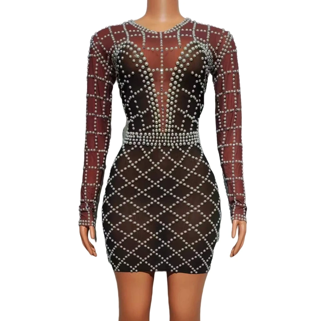 Sparkly Pearl Beaded Luxury Women Prom Dress Club Night Performance Celebrity Stage Wear Birthday Stretch Drag Queen Costume
Sparkly Pearl Beaded Luxury Women Prom Dress Club Night Performance Celebrity Stage Wear Birthday Stretch Drag Queen Costume