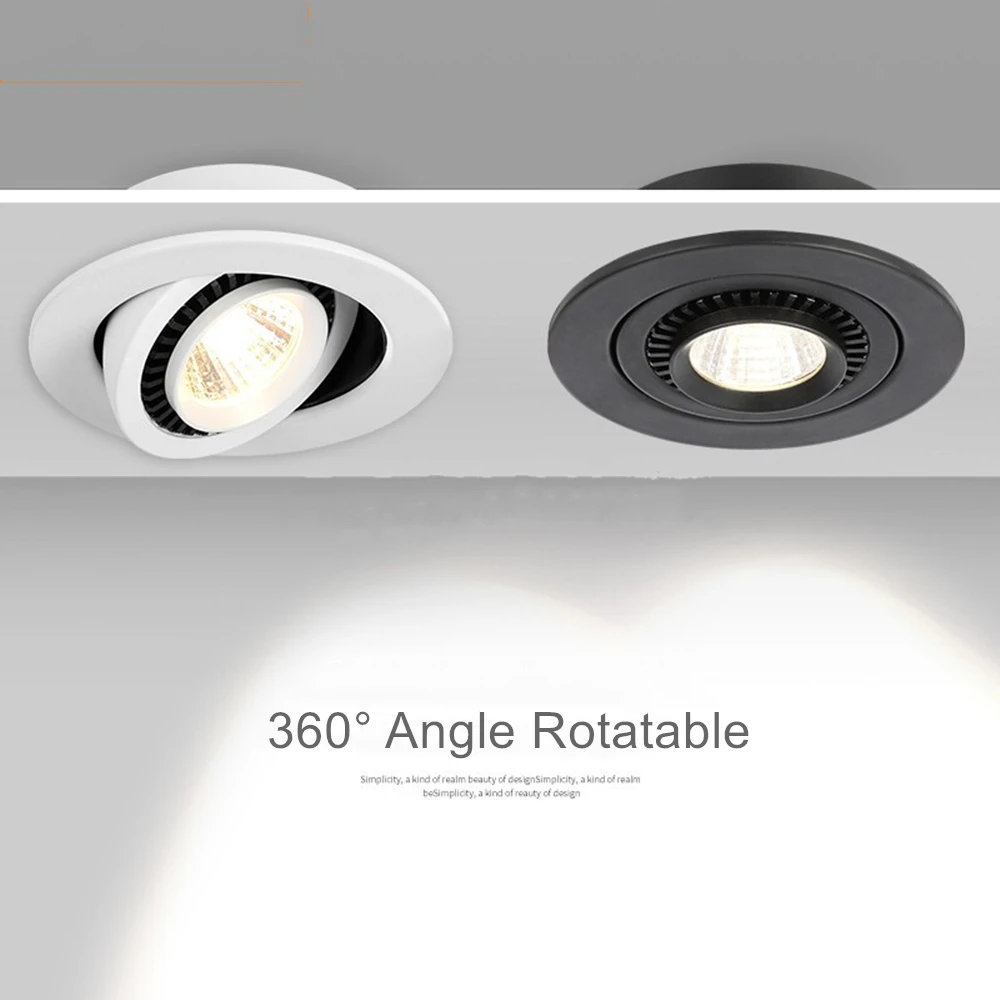 

Dimmable 360° Rotatable LED Recessed Downlight 5W 7W 10W 12W 18W COB Spot Light Ceiling Lamp AC85~265V Indoor Lighting