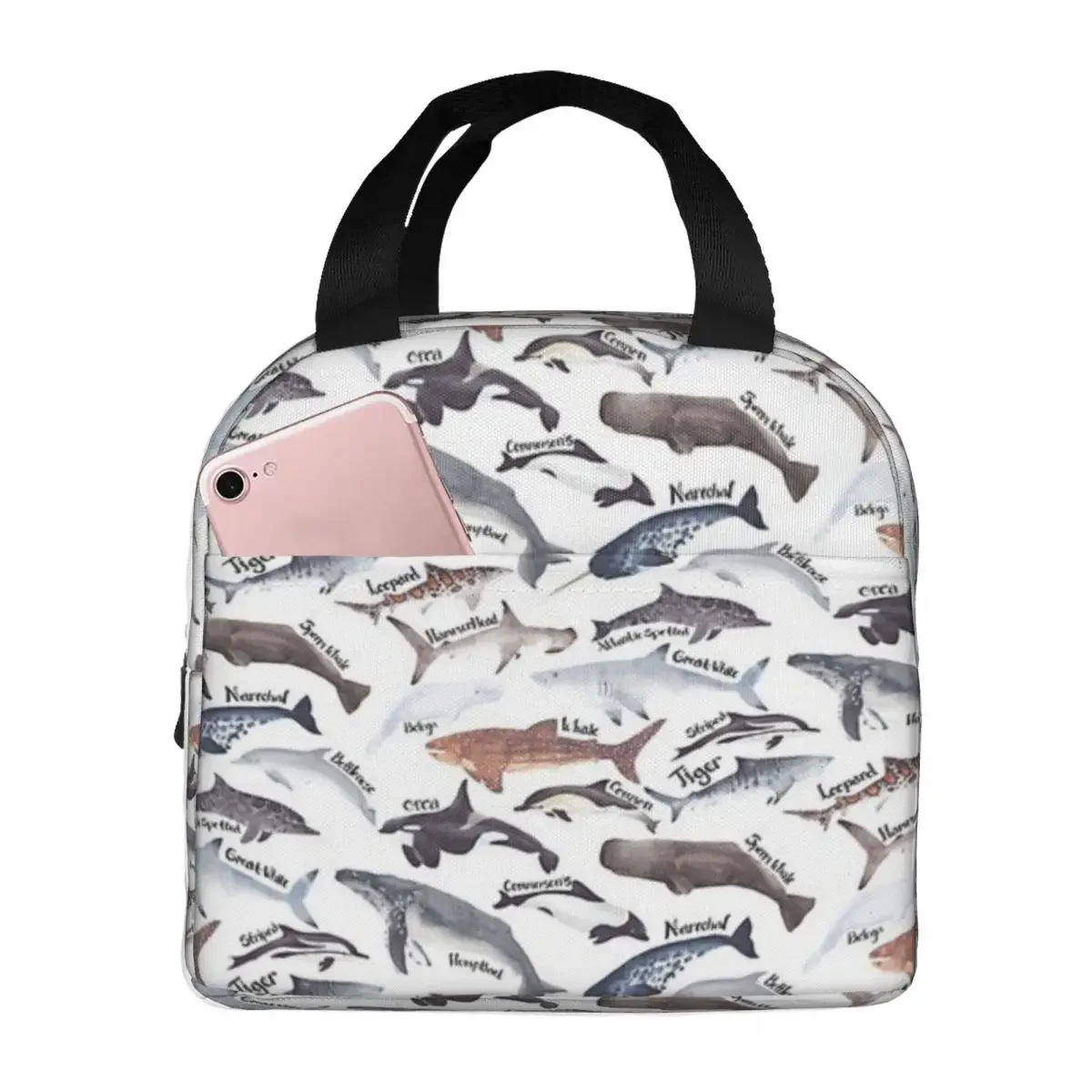 Types Of Whales, Sharks And Dolphins Watercolour Insulated Lunch Bags Picnic Bags Thermal Lunch Tote for Woman Work Kids School
Types Of Whales, Sharks And Dolphins Watercolour Insulated Lunch Bags Picnic Bags Thermal Lunch Tote for Woman Work Kids School