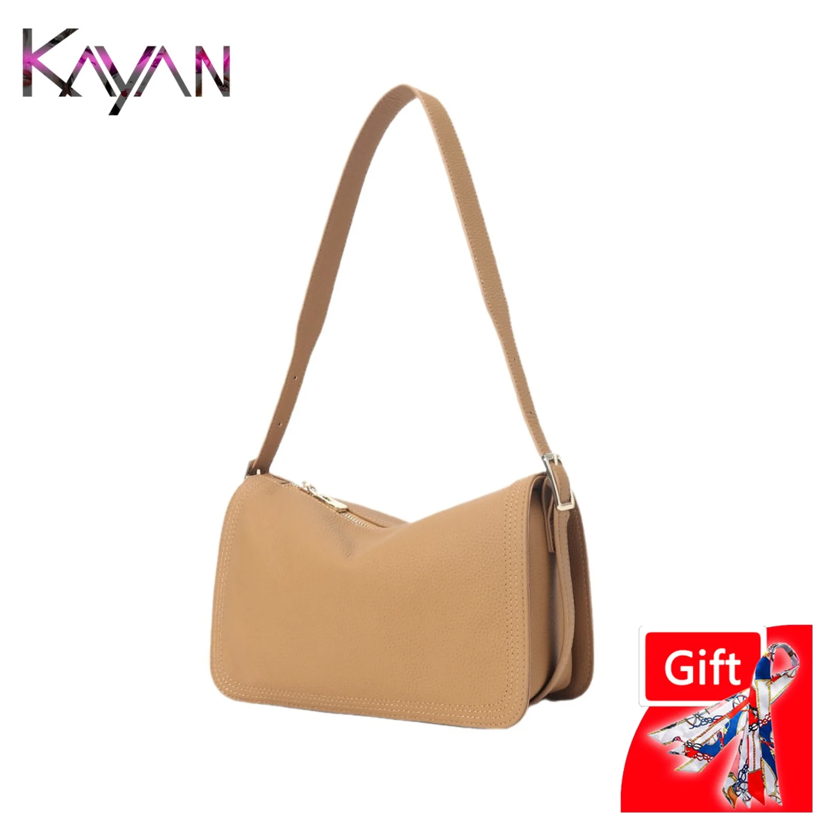 

New Style Casual Soft Genuine Leather Women Shoulder Messenger Solid Sewing Cowhide Crossbody Flap Bag for Ladies Handbag Purse