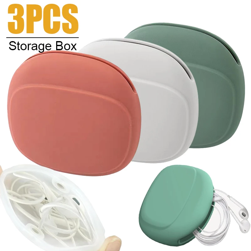 

Portable Mini Data Cable Storage Case Silicone Earphone Bag Charger Key U Disk USB Cord Coins Organizer Storage Box