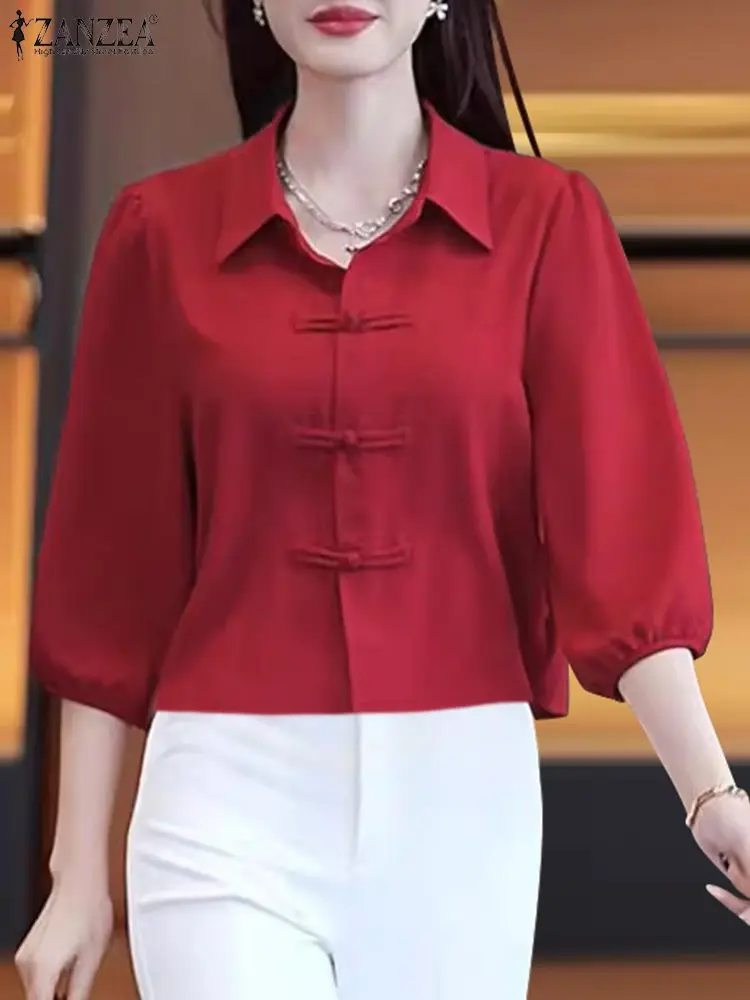 Женская рубашка ZANZEA на пуговицах в виде лягушки, Ретро Винтажные китайские топы, Элегантная блузка с рукавом-фонариком 3/4, летние праздничные туники 2024
Женская рубашка ZANZEA на пуговицах в виде лягушки, Ретро Винтажные китайские топы, Элегантная блузка с рукавом-фонариком 3/4, летние праздничные туники 2024
