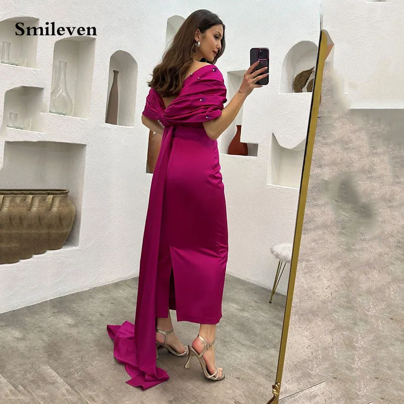 Smileven Purple Satin Mermaid Evening Dresses Ankle Length Saudi Arabic Prom Dress Ankle Length Formal Occasion Dresses 
Smileven Purple Satin Mermaid Evening Dresses Ankle Length Saudi Arabic Prom Dress Ankle Length Formal Occasion Dresses