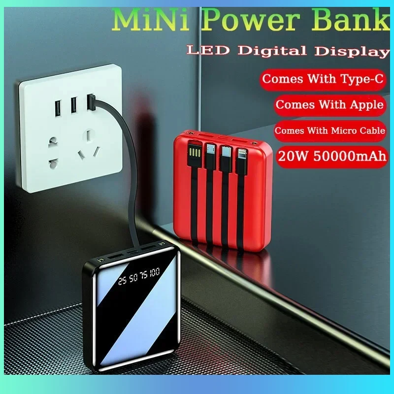 Mini Power Bank 50000mAh Portable Super Fast Charger External Battery Pack for Xiaomi IPhone Samsung Powerbank Digital Display
Mini Power Bank 50000mAh Portable Super Fast Charger External Battery Pack for Xiaomi IPhone Samsung Powerbank Digital Display