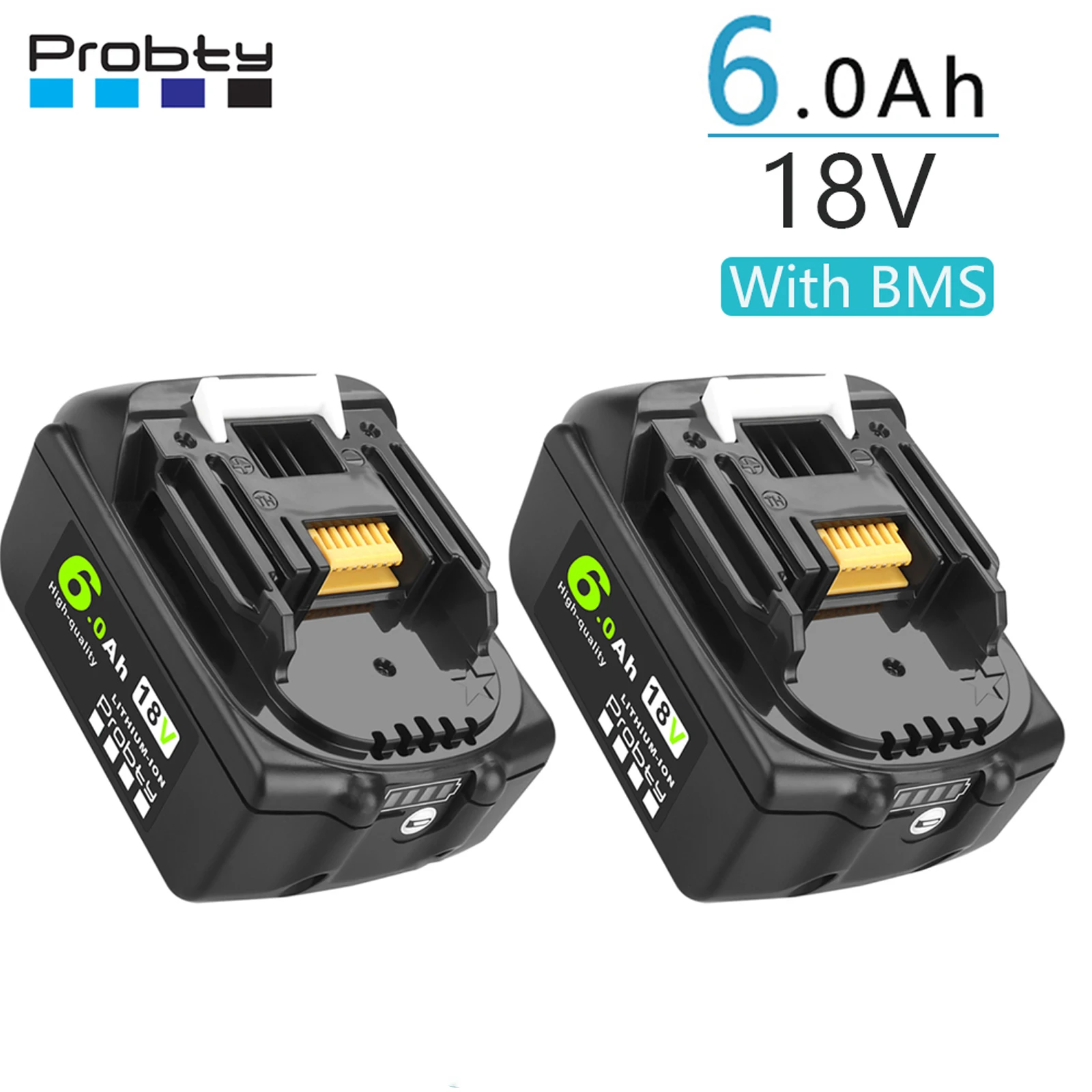 Probty BL1860 18V 6.0Ah With BMS Replacement Battery for Makita Power Tool BL1840 BL1850 BL1860 Battery with LED Power Display
Probty BL1860 18V 6.0Ah With BMS Replacement Battery for Makita Power Tool BL1840 BL1850 BL1860 Battery with LED Power Display