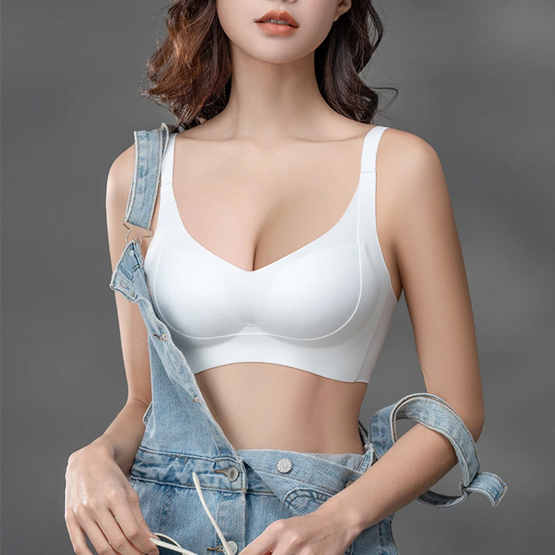 

Solid Color Small Chest Traceless Underwear Adjustment Type No Steel Ring Bra Gather Together Brassiere Ventilate Comfort Girl