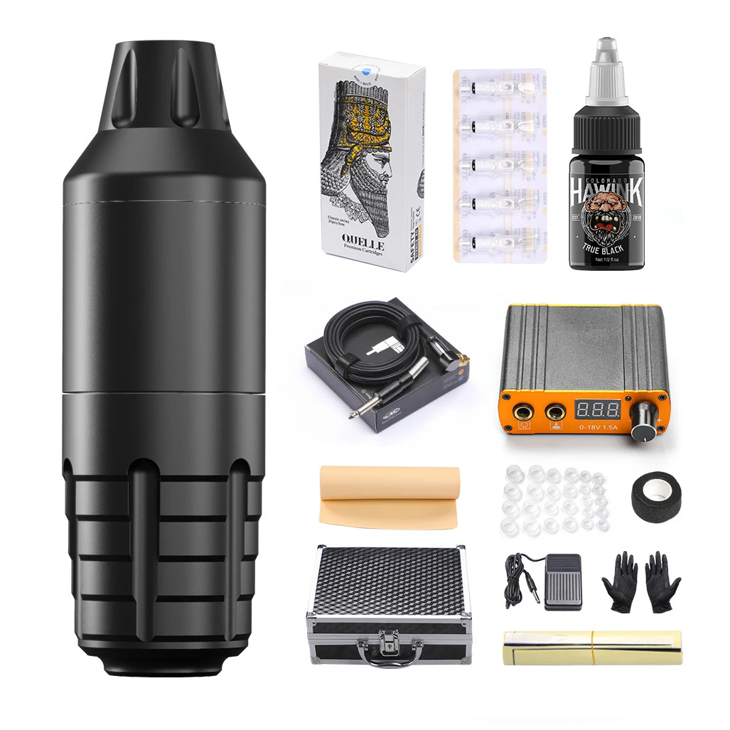 Tattoo Machine Pen Black Ink Power Supply Tattoo Grips Foot Pedal Needle Practice Skin Glove Transfer Paper Tattoo Supplies
Tattoo Machine Pen Black Ink Power Supply Tattoo Grips Foot Pedal Needle Practice Skin Glove Transfer Paper Tattoo Supplies
