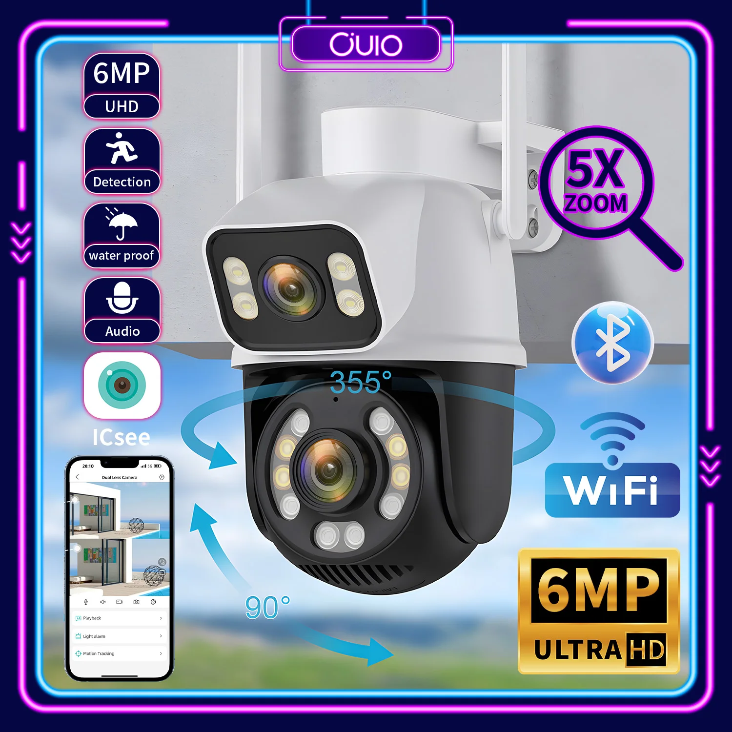 6MP IP Wifi Camera Dual Screens Video Surveillance Security Protection Vigilancia 5X Zoom Waterproof PTZ CCTV Ai Human Monitor
6MP IP Wifi Camera Dual Screens Video Surveillance Security Protection Vigilancia 5X Zoom Waterproof PTZ CCTV Ai Human Monitor