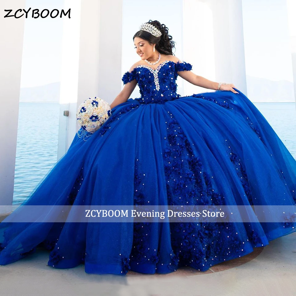 Luxury Royal Blue Ball Gown Quinceanera Dress 2024 Princess Off Shoulder 3D Flowers Appliques Party Sweet 15 Vestidos De 15 Años
Luxury Royal Blue Ball Gown Quinceanera Dress 2024 Princess Off Shoulder 3D Flowers Appliques Party Sweet 15 Vestidos De 15 Años