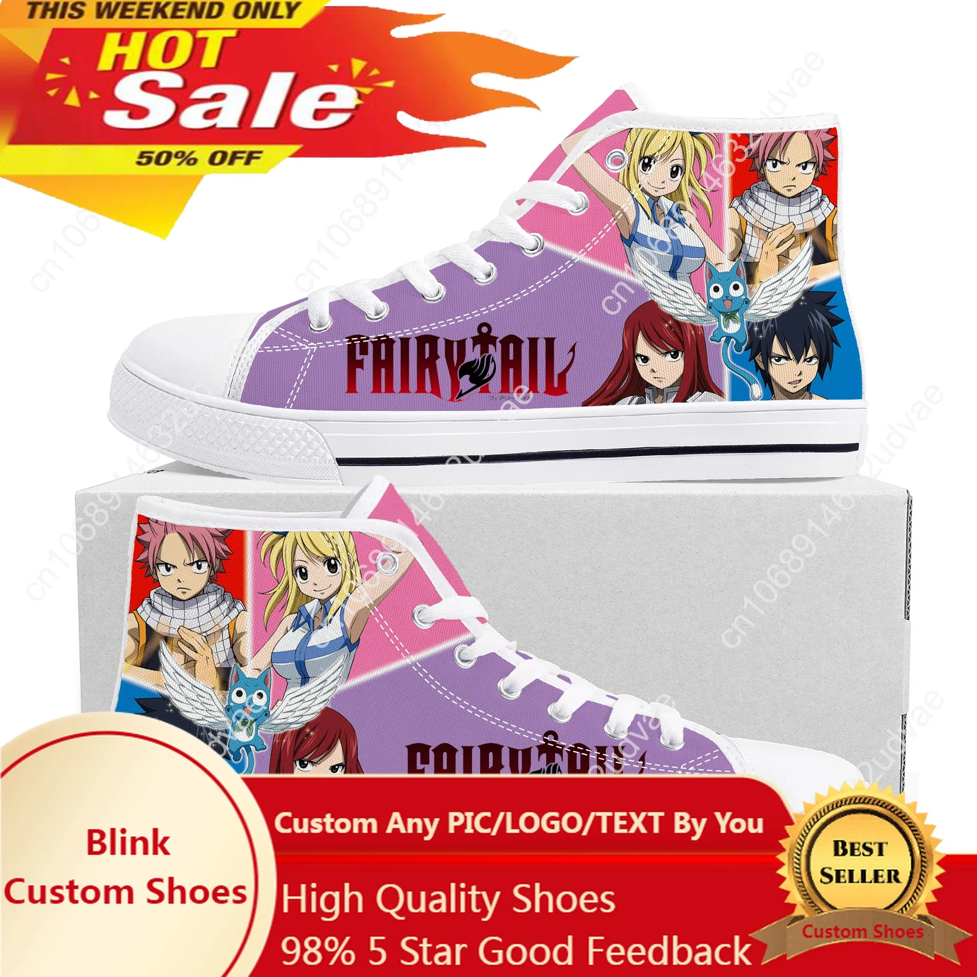 

Anime Fairy Tail Natsu Dragneel High Top Quality Sneakers Mens Womens Teenager Canvas Sneaker Casual Couple Shoes Custom Shoe