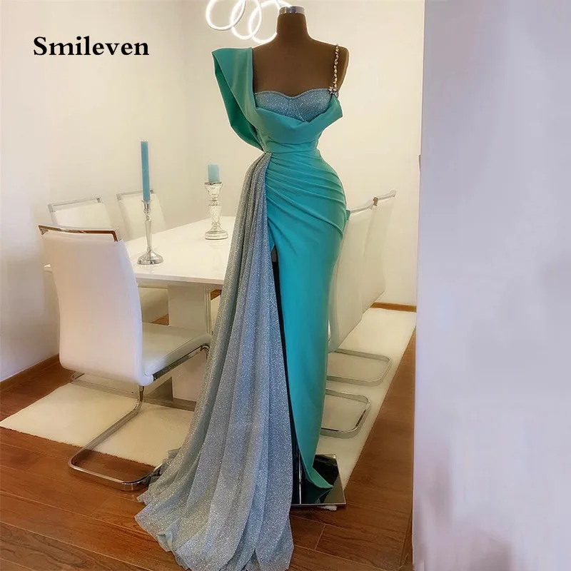 Smileven Blue Glitter Mermaid Evening Dresses Beading Straps Prom Dress Side Split Saudi Arabia Straps Party Dress 2023
Smileven Blue Glitter Mermaid Evening Dresses Beading Straps Prom Dress Side Split Saudi Arabia Straps Party Dress 2023