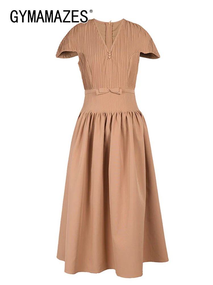 GYMAMAZES Slim Folds Dresses For Women V Neck Long Sleeve High Waist Tunic Summer Temperament Dress Female Fashion Clothing New
GYMAMAZES Slim Folds Dresses For Women V Neck Long Sleeve High Waist Tunic Summer Temperament Dress Female Fashion Clothing New