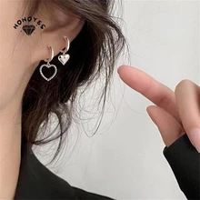 

Korea Fashion Silver Color Heart Drop Earrings for Women Girls Asymmetrical Hollow Tassel Eardrop Party Jewelry Gifts Wholesale