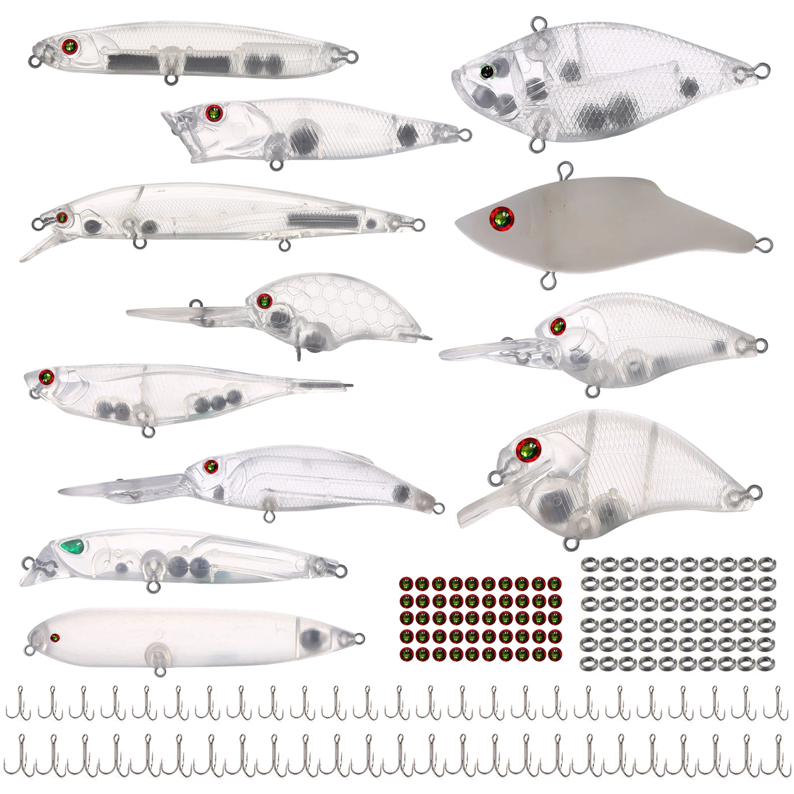 172 шт., неокрашенные искусственные жесткие приманки из АБС-пластика
172 шт., неокрашенные искусственные жесткие приманки из АБС-пластика