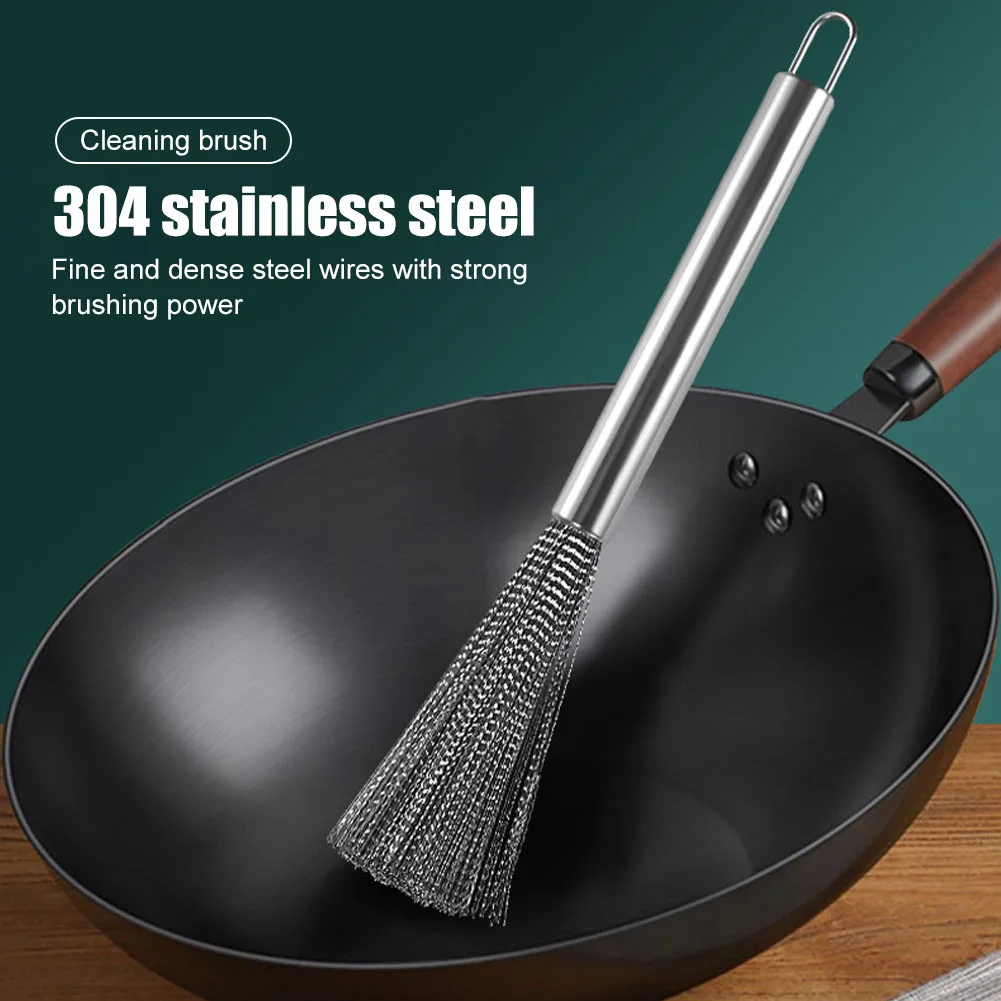 304 Stainless Steel Cleaning Brush Kitchen Pot Tableware Cleaning Brush Strong Decontamination Long Handle Dishwashing Tools
304 Stainless Steel Cleaning Brush Kitchen Pot Tableware Cleaning Brush Strong Decontamination Long Handle Dishwashing Tools