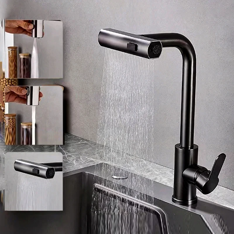 

NEW Gray Rotation Kitchen Faucets Pull Out Rotation Waterfall Stream Sprayer Head Hot -Cold Water Faucet Wash Basin Water Tap