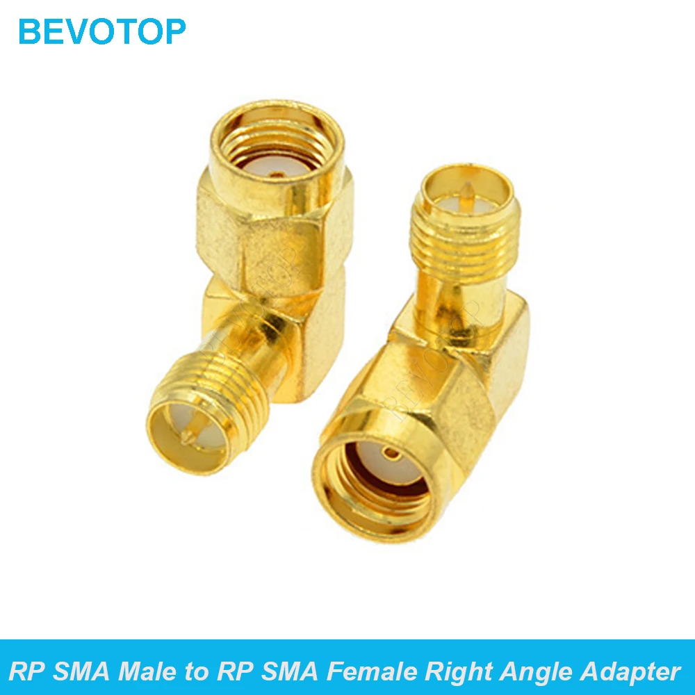 

100PCS/Lot RP SMA Male to RP SMA Female Right Angle Adapter for WiFi Antenna SMA RF Coaxial Connector 50 Ohm Wholesales BEVOTOP