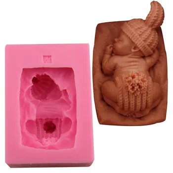 비누 양초 실리콘 몰드, 베개 위의 아기, 폴리머 클레이 레진, 3D 몰드