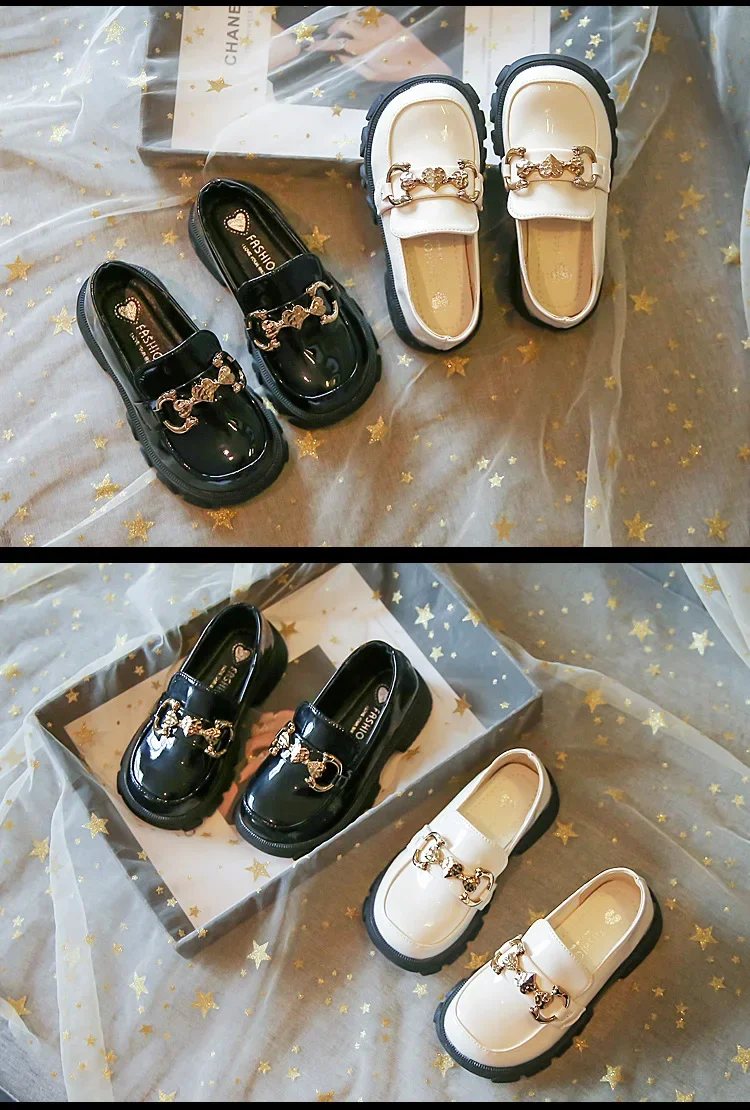 

Child Fashion Loafers for Girls 2024 Spring & Autumn New Fashion Soft Princess Lolita Style Shoes Metal Buckle Classic