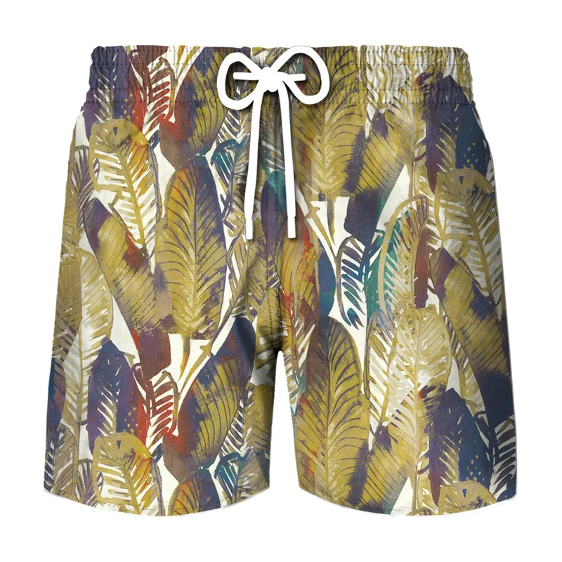 

3D Print Hawaiian Beach Shorts Men Tropical Jungle Plants Graphic Surf Board Shorts Summer Vacation Cool Ice Shorts Swim Trunks