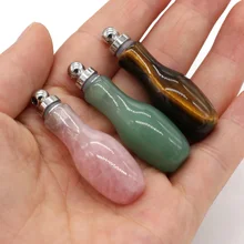 

Natural Stone Rose Quartz Aventurine Vase Perfume Bottle Diffuser Pendant For Jewelry Making DIY Necklace Accessories Charm Gift