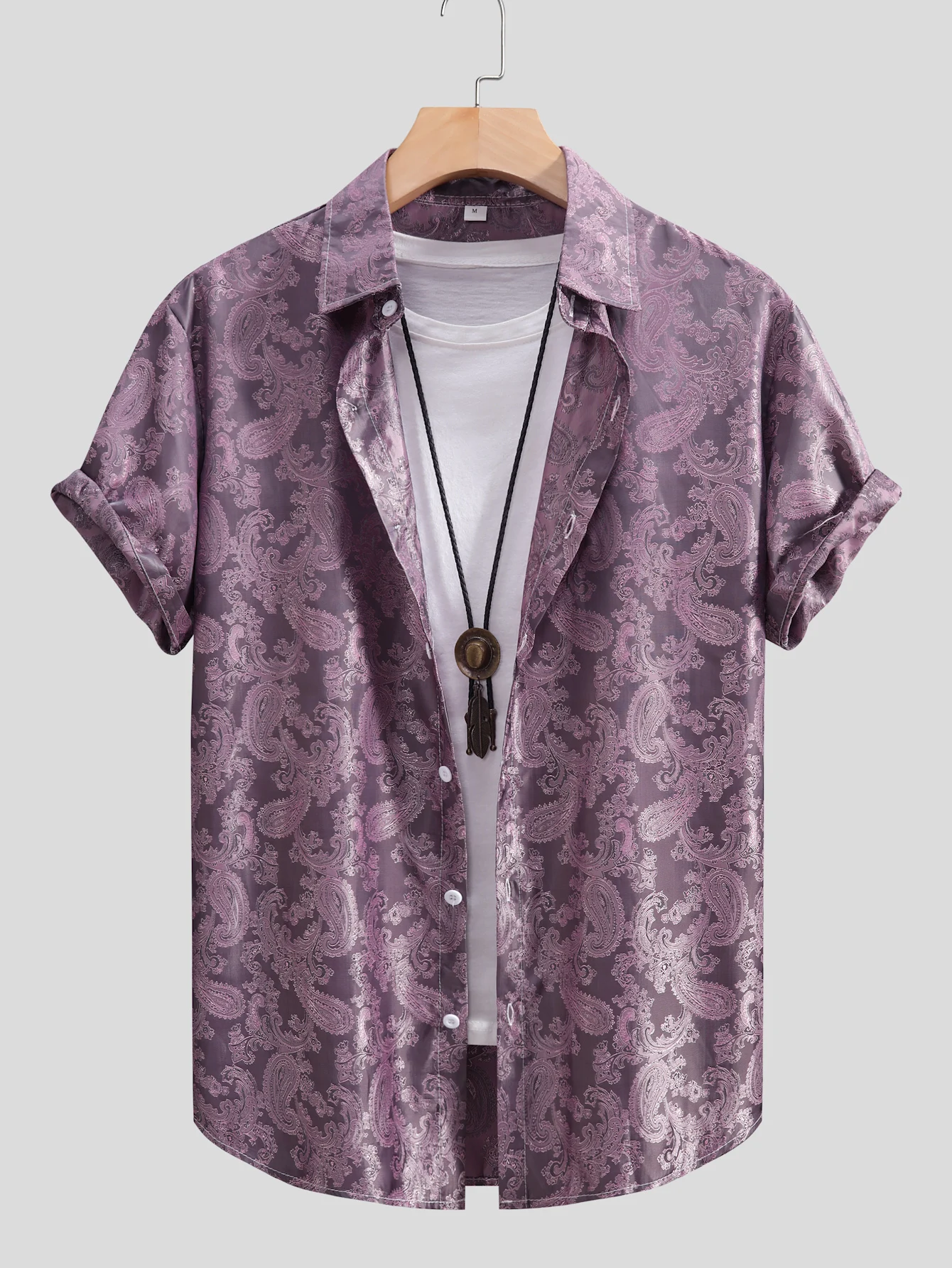 

Satin Shirts for Men Jacquard Rose Printed Silky Short Sleeve Shirt Summer Streetwear Button Blouse Tops Vintage Street Shirts