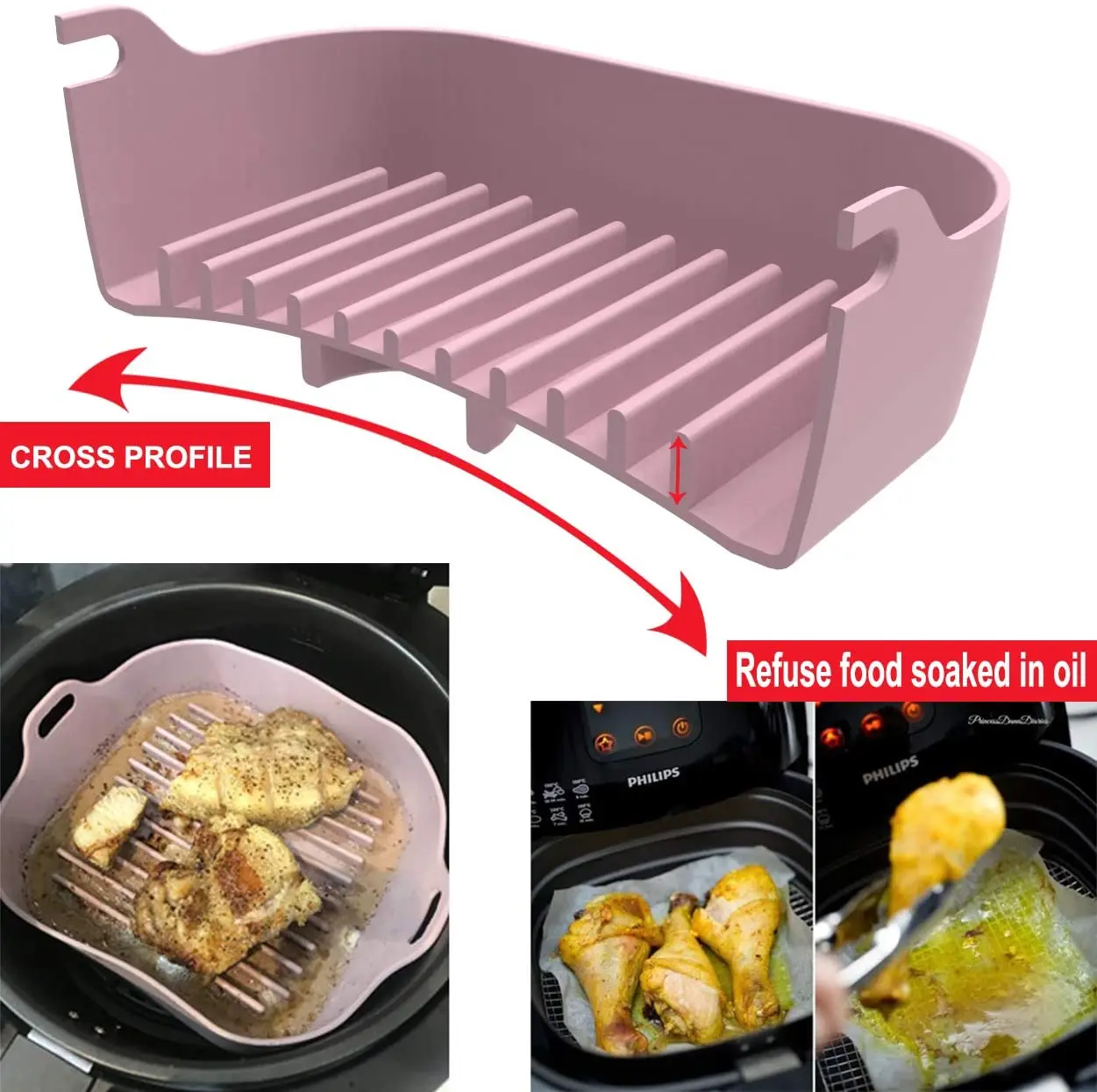 

Square Air Fryer Silicone Pot Replacement of Parchment Paper Liners Microwave Basket Mat Food Safe Air Fryers Oven Accessories