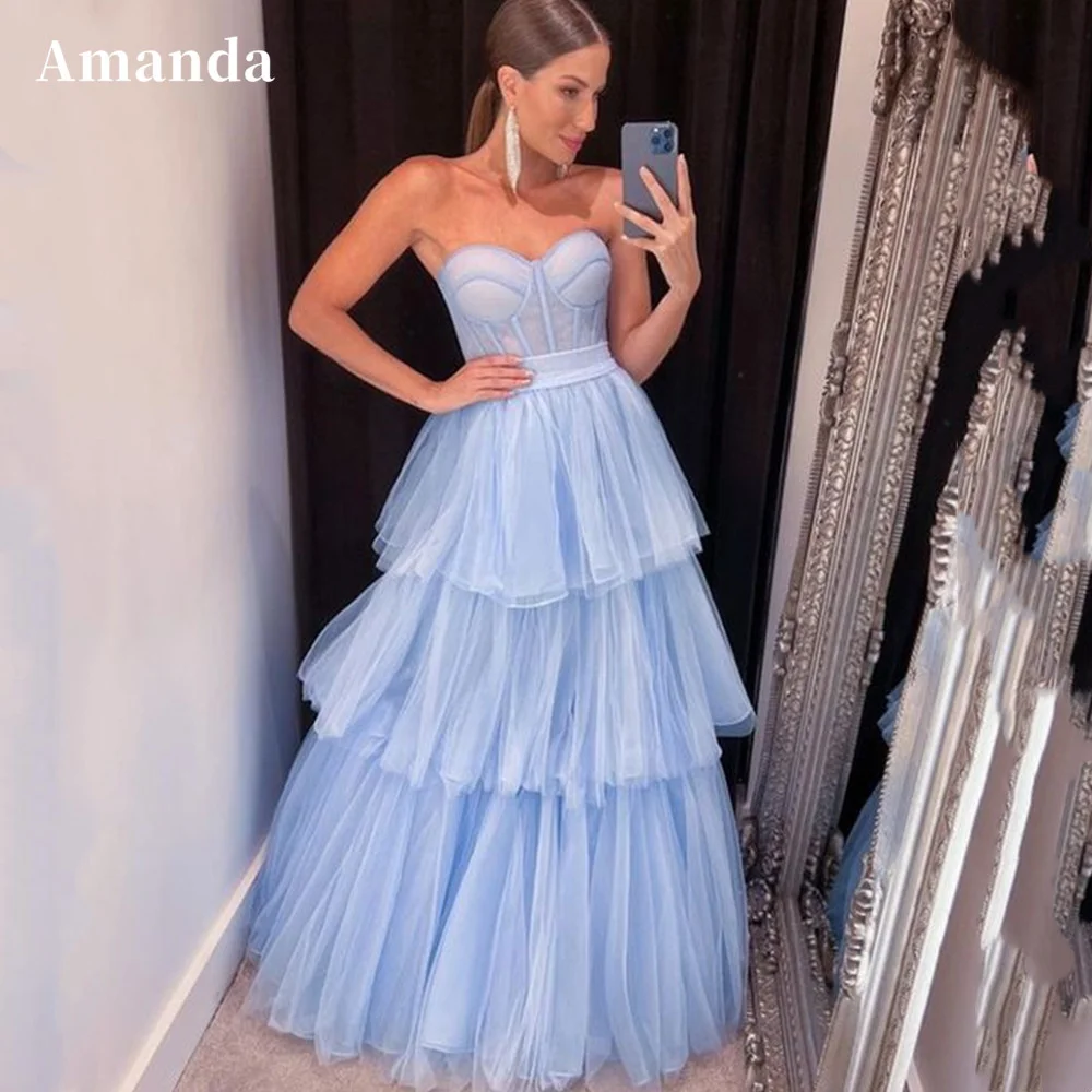 Amanda Strapless Multilayer Evening Dresses Baby Blue A-line Prom Dress 2023 Sexy Sleeveless Tulle Robe De Soirée
Amanda Strapless Multilayer Evening Dresses Baby Blue A-line Prom Dress 2023 Sexy Sleeveless Tulle Robe De Soirée