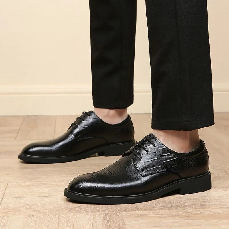 

Классические деловые классические мужские кожаные туфли без застежек, офисные свадебные туфли на плоской подошве, оксфорды с острым носком, 2023