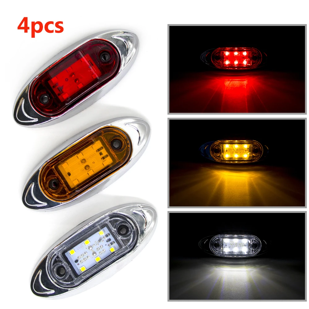 4PCS 6 LED 12V 24V External Side Marker Light Oval Clearance Signal Brake Lamp Warning Indicator Trailer Truck Lorry Caravan
4PCS 6 LED 12V 24V External Side Marker Light Oval Clearance Signal Brake Lamp Warning Indicator Trailer Truck Lorry Caravan