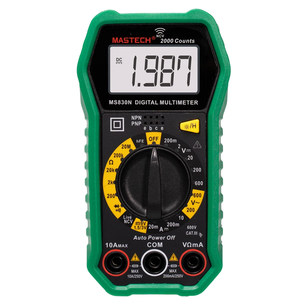 MASTECH MS830N Digital Multimeter AC/DC Voltmeter Current Diode Triode Meter Tester Resistance Electronic Test Tools
MASTECH MS830N Digital Multimeter AC/DC Voltmeter Current Diode Triode Meter Tester Resistance Electronic Test Tools