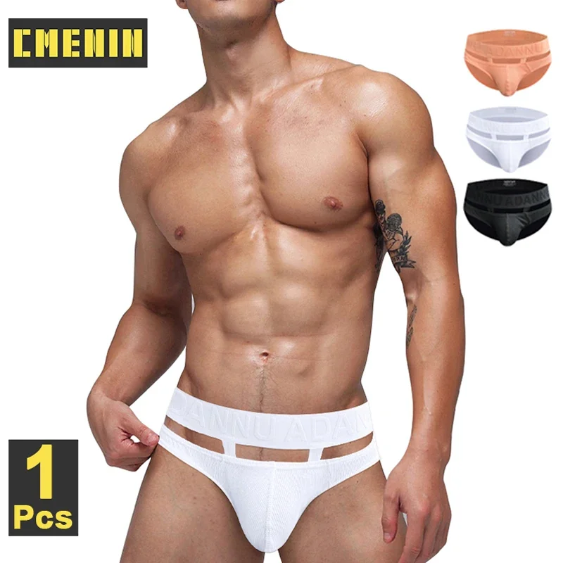 

CMENIN Men Soft Cotton Briefs Underwear Sexy Double Stripe Cutout Gay Bikini Jockstrap Panties Sissy Underpants Trunks Briefs