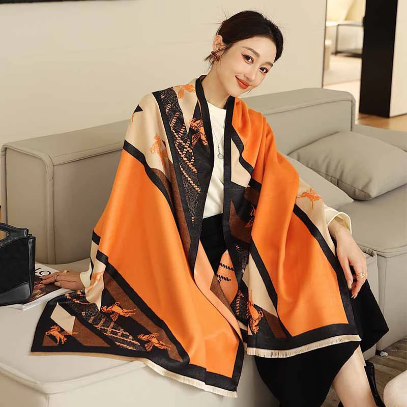 Winter Warm Cashmere Shawl Scarf for Women Luxury Horse Print Blanket Pashmina Headscarf Neckchief Bufanda Design Echarpe Puncho
Winter Warm Cashmere Shawl Scarf for Women Luxury Horse Print Blanket Pashmina Headscarf Neckchief Bufanda Design Echarpe Puncho