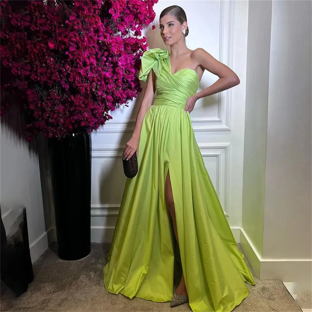 A Line One Shoulder Formal Dresses Stain Party Dress For Wedding Mint Special Occasion Dresses With Bow Side Split robe soiree
A Line One Shoulder Formal Dresses Stain Party Dress For Wedding Mint Special Occasion Dresses With Bow Side Split robe soiree