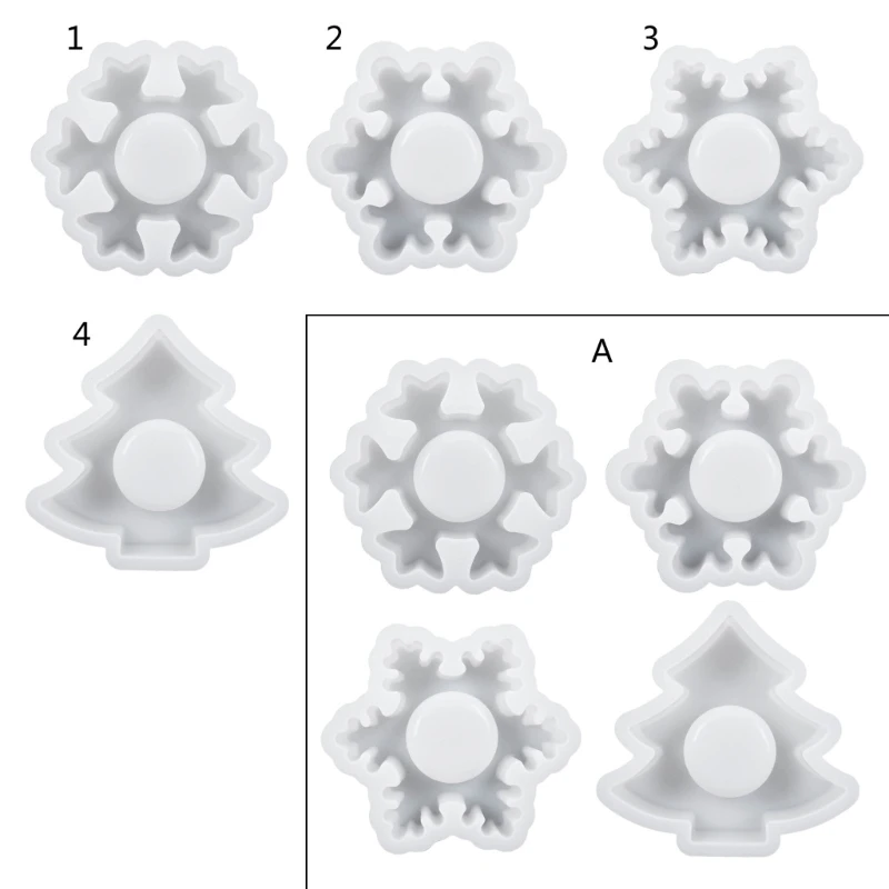 

1/4x Christmas Silicone Mold Home Decoration Snowflake Candlestick Resin Molds Dropship