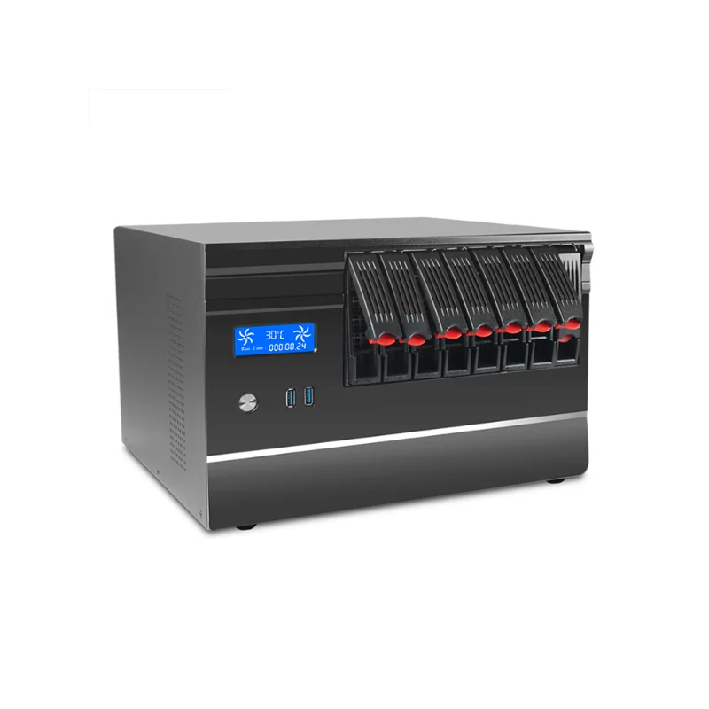 

8-bay hot swappable NAS chassis, MATX motherboard full height card intelligent temperature control network storage server