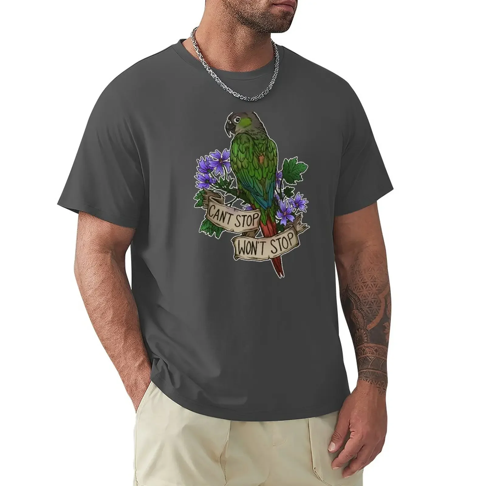 

Can't Stop; Won't Stop (green-cheeked conure) T-Shirt aesthetic clothes blanks boys whites mens graphic t-shirts