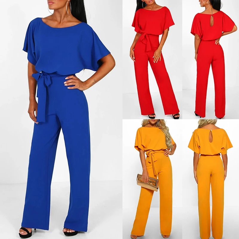 Fashoin Women Jumpsuit Elegant Long One Piece Summer Trouser Suit Belt Clubwear Overalls Romper
Fashoin Women Jumpsuit Elegant Long One Piece Summer Trouser Suit Belt Clubwear Overalls Romper