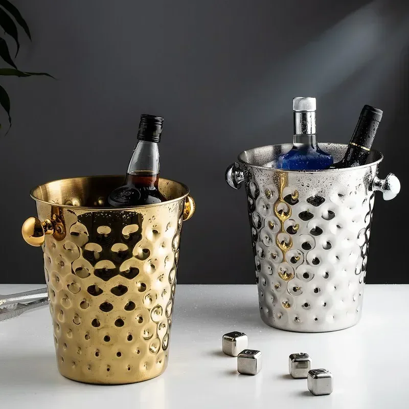 

Pattern Ice Golden Hammer Stainless Barrel Wine Steel And Creative Fashionable Bucket Red Champagne