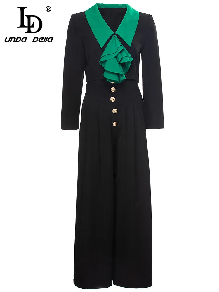 LD LINDA DELLA 2023 Spring Office Women Runway Fashion Long sleeve Ruffles Top+Single-breasted Wide Leg Pants 2 Pieces Set
LD LINDA DELLA 2023 Spring Office Women Runway Fashion Long sleeve Ruffles Top+Single-breasted Wide Leg Pants 2 Pieces Set