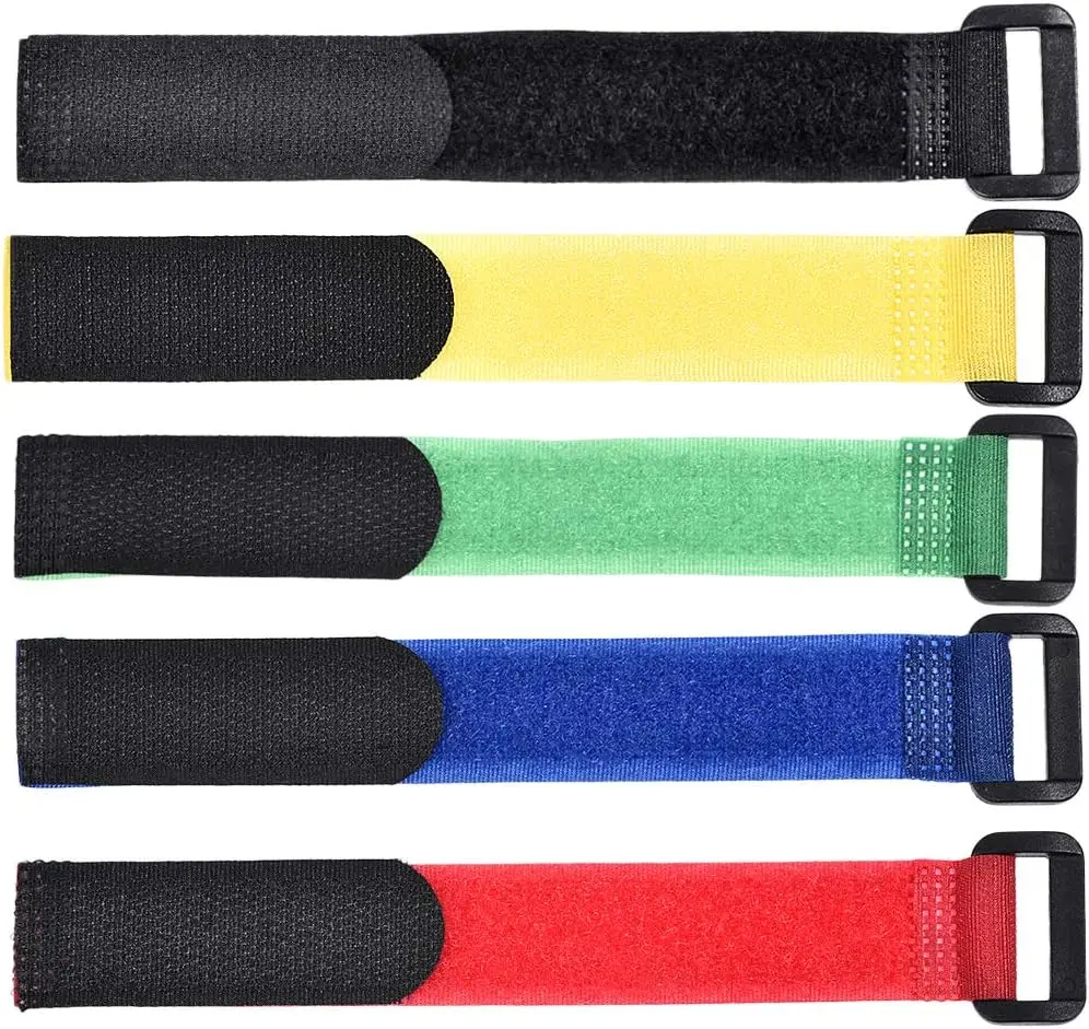 

Tcenofoxy Reusable Cable Ties, 8 Inch Hook and Loop Cord Wrap with Buckle 5 Color 2 Set