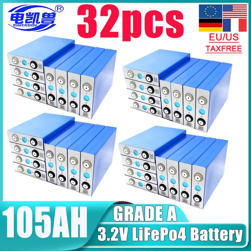 32PCS brand new 3.2V 105Ah 100ah LiFePO4 battery DIY 96V 48V RV A-level cycle solar energy storage rechargeable battery golf 4
32PCS brand new 3.2V 105Ah 100ah LiFePO4 battery DIY 96V 48V RV A-level cycle solar energy storage rechargeable battery golf 4