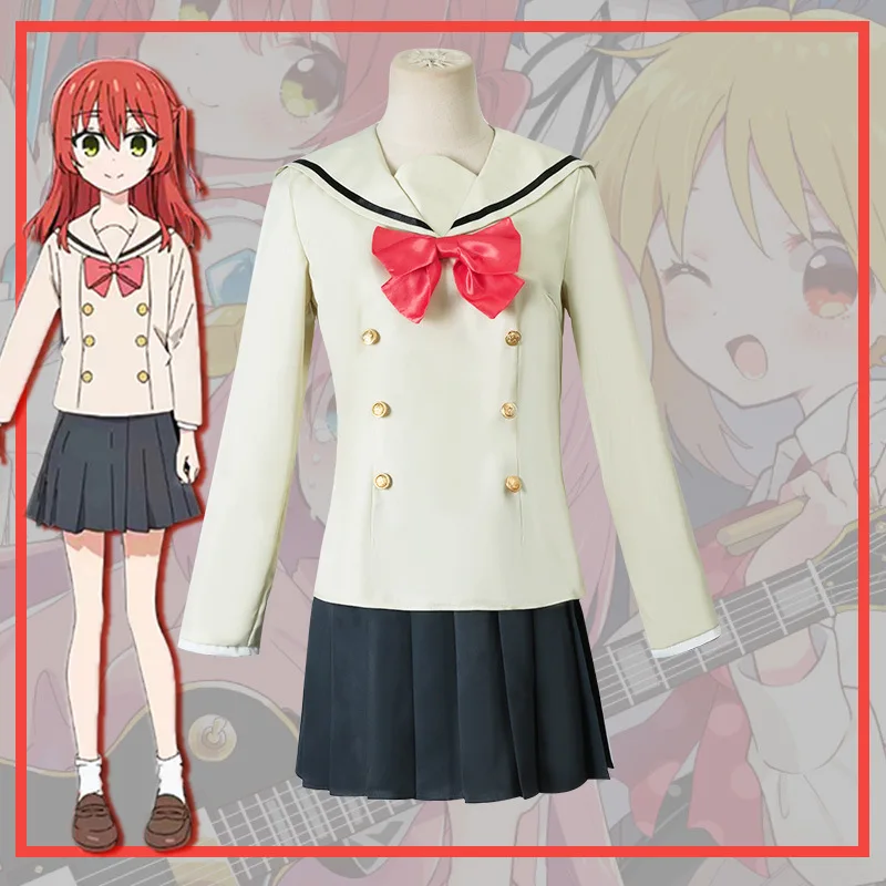 

Anime BOCCHI THE ROCK Hitori Gotoh Cosplay Costume Yamada Ryo Kita Ikuyo Ijichi Nijika JK Uniform Women Shirts Bowtie Skirts Wig